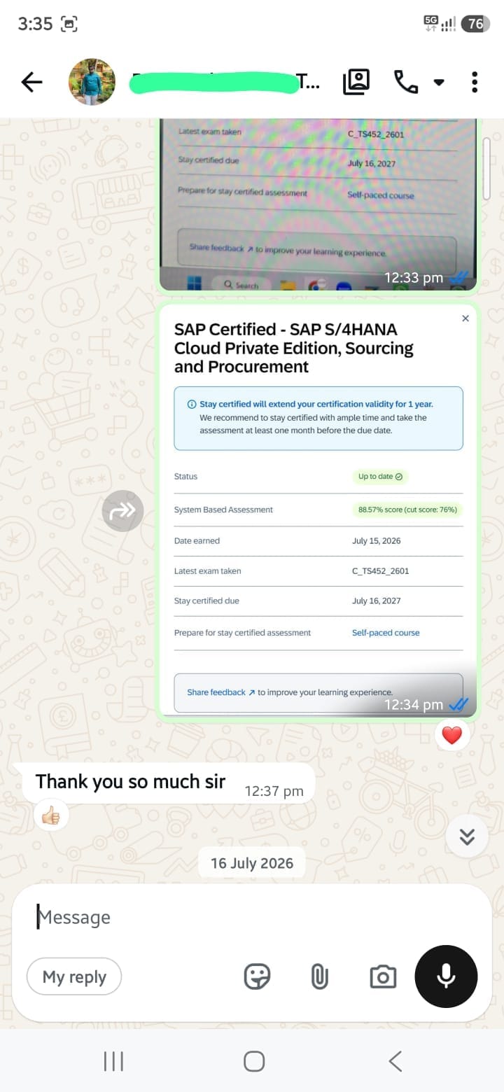 Certification testimonial record 3