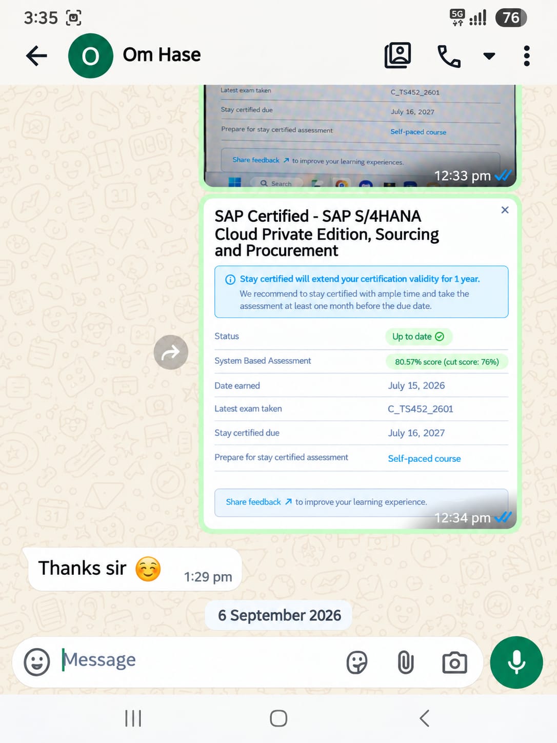 Certification testimonial record 4